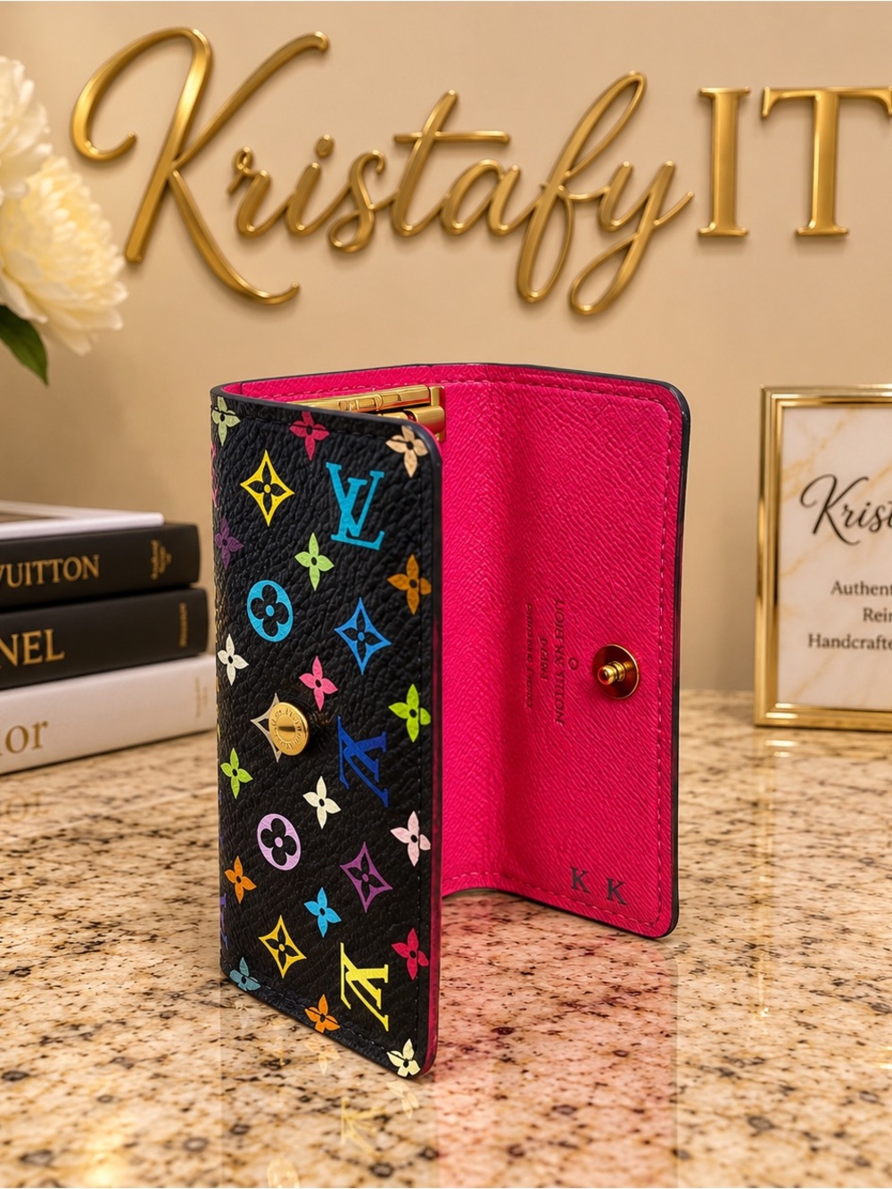 Louis Vuitton Murakami Black Multicolore 6 Key Holder Vintage Authentic